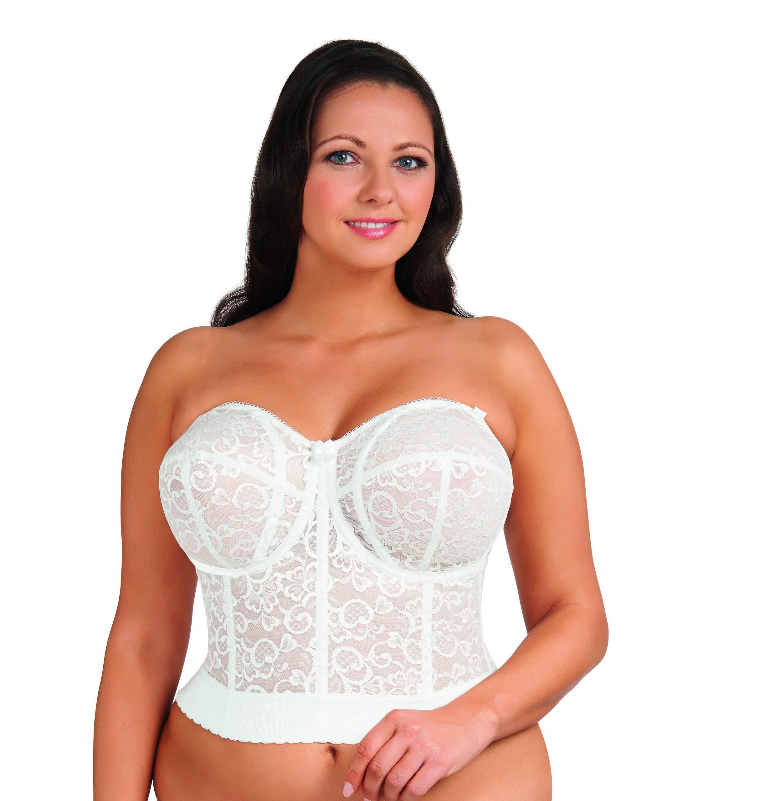 Vintage Goddess 34C White Lace Underwire Corset Bustier Bra 689