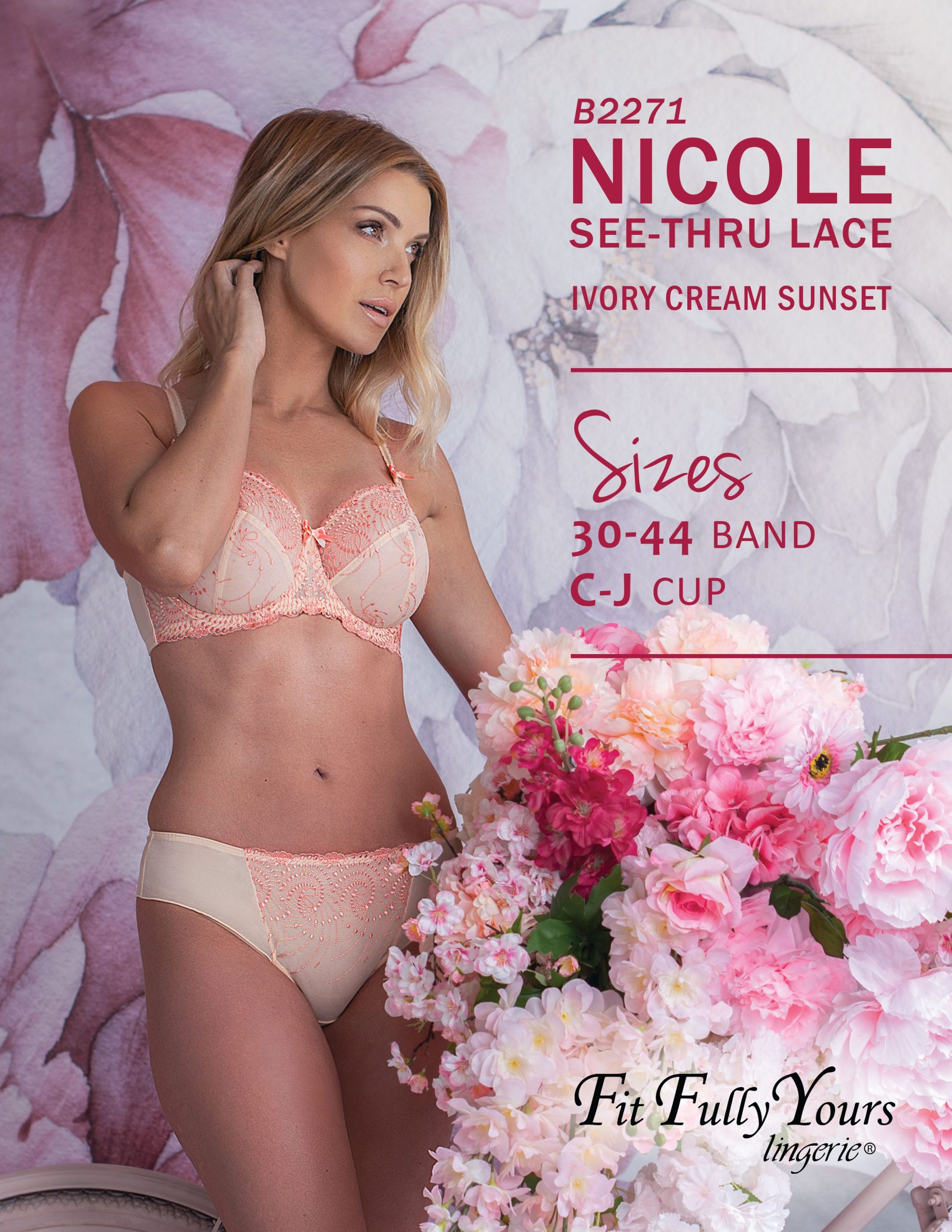 Fit Fully Yours Nicole See-Thru Lace 3-Part Underwire Bra B2271 - Fit Fully  Yours 