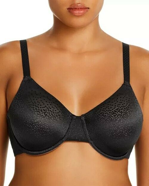 Wacoal Back Appeal Polka-dot Pattern Minimiser-cup Stretch-woven Bra In  Black