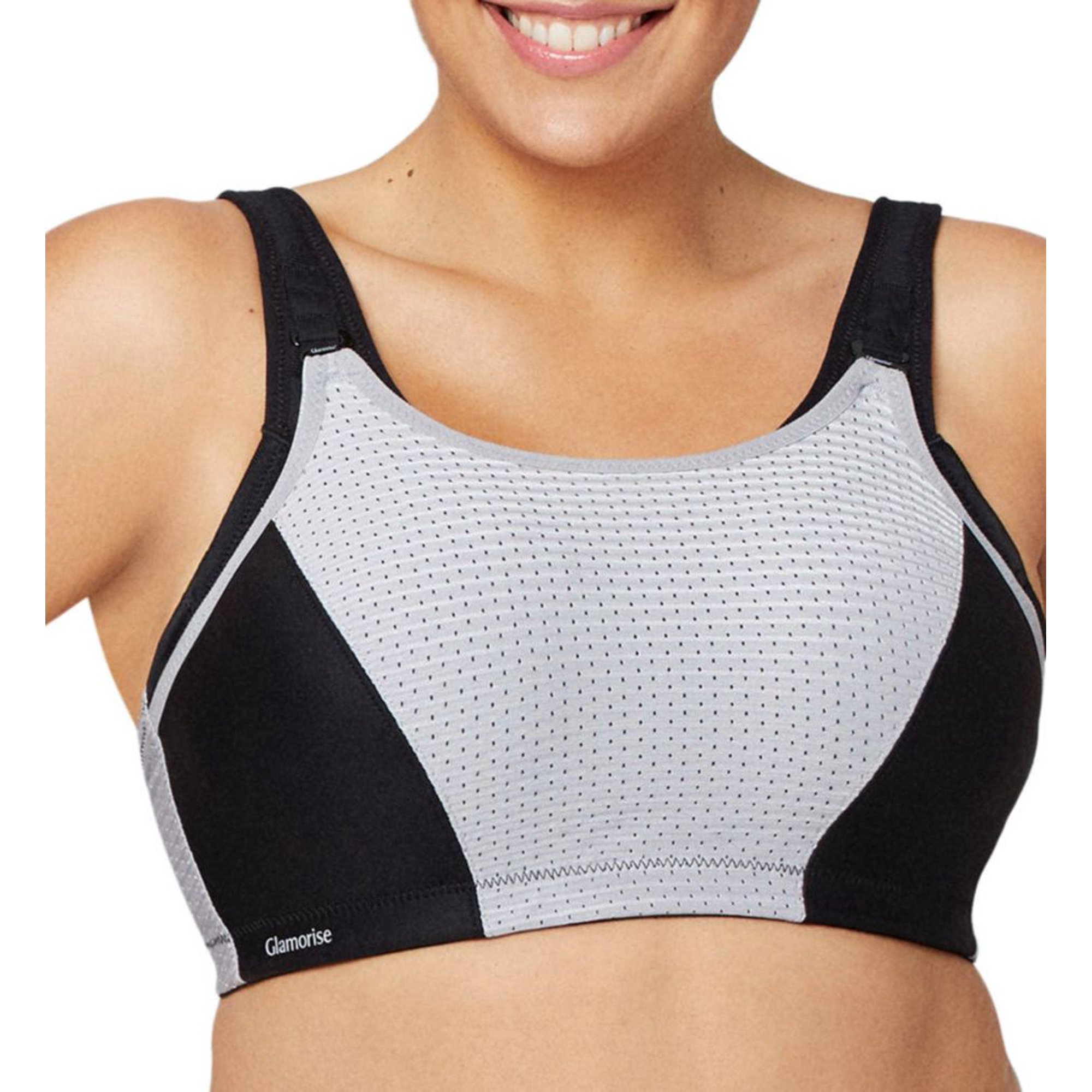 Glamorise Women's Double-Layer Custom-Control Sport Bra 1166, Black/Gray,  36F