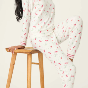 P.J. Salvage Cherry Print Pajama Set RWPSST1 Ivory